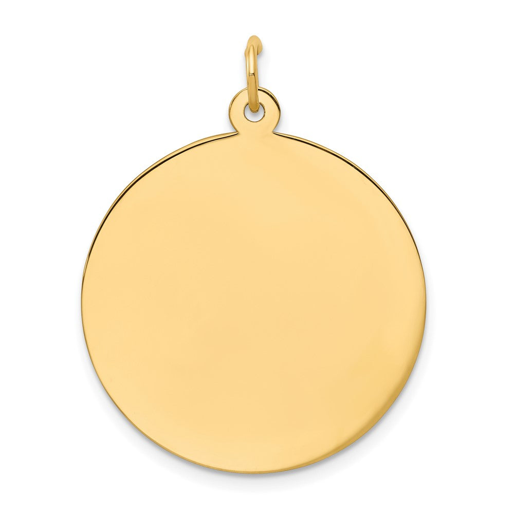 14k Yellow Gold Plain .035 Gauge Circular Disc Engravable Charm Pendant Jewelry Gifts (Length 1.13" Width 0.98")