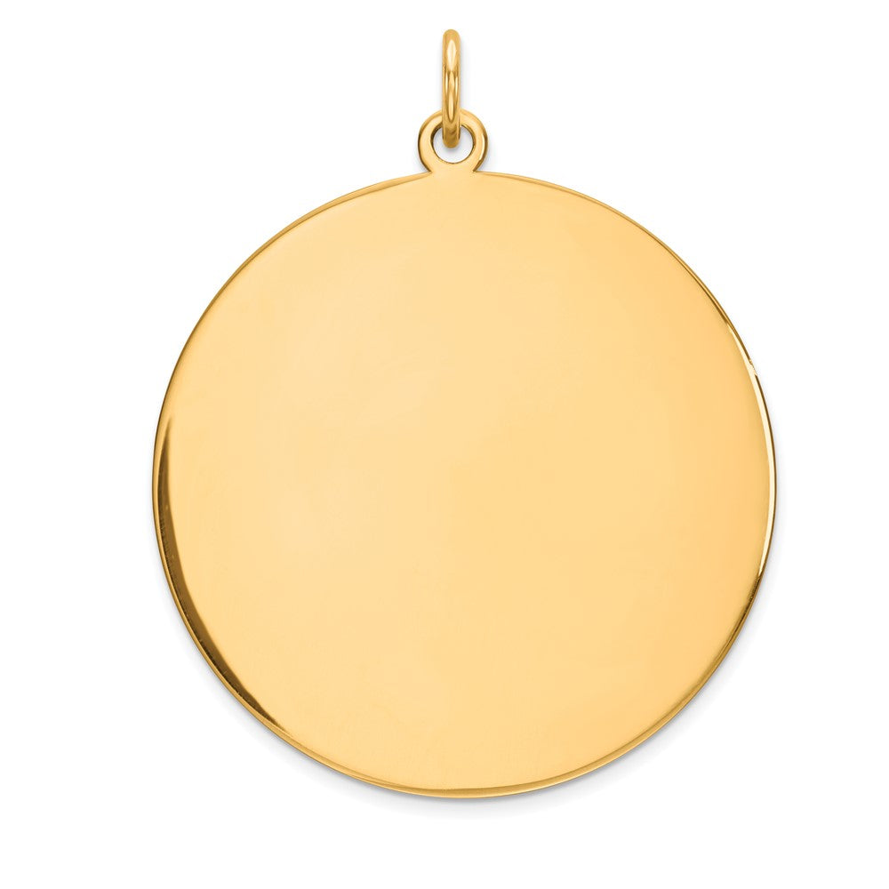 14k Yellow Gold Plain .027 Gauge Circular Disc Engravable Charm Pendant Jewelry Gifts (Length 1.25" Width 1.09")