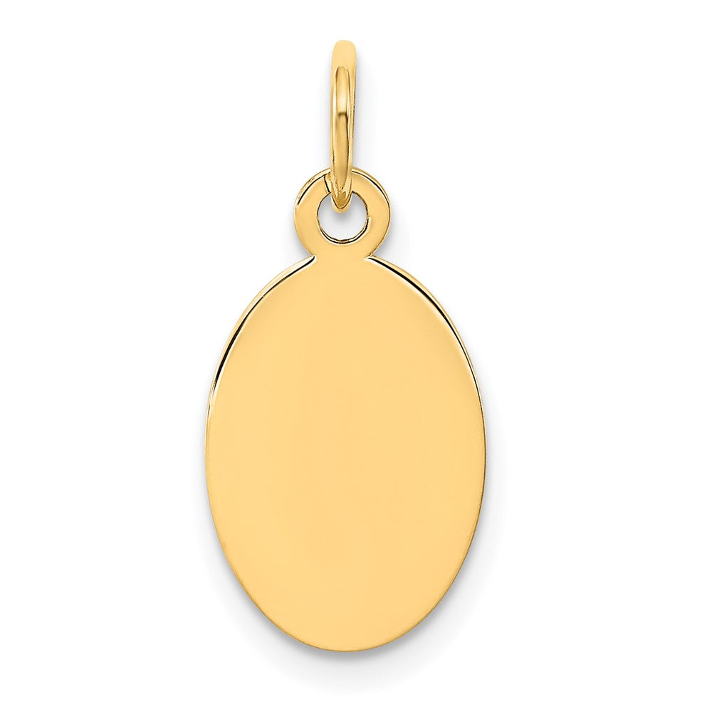 14k Yellow Gold Plain .027 Gauge Oval Disc Engravable Charm Pendant Jewelry Gifts (Length 0.78" Width 0.35")