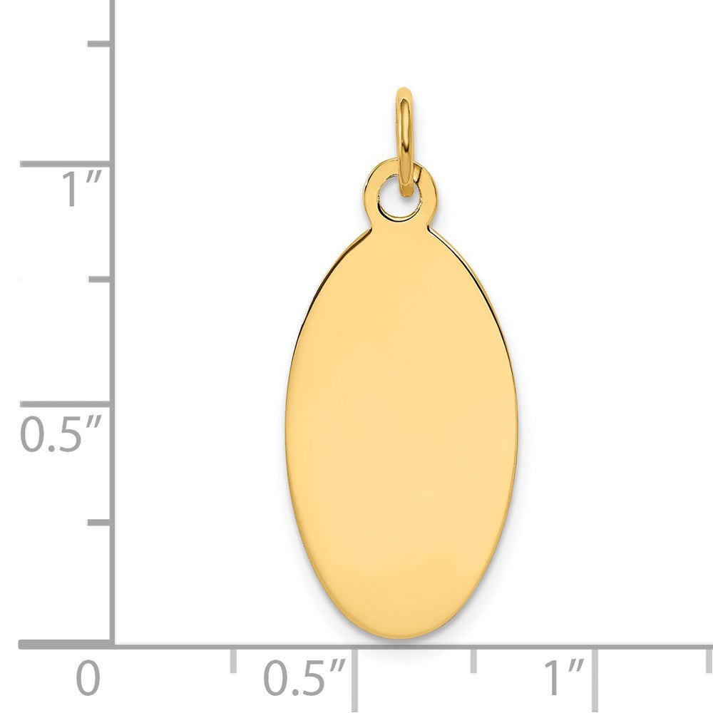 14k Yellow Gold Plain .013 Gauge Elliptical Disc Engravable Charm Pendant Jewelry Gifts (Length 1.17" Width 0.47")