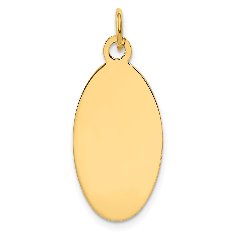 14k Yellow Gold Plain .018 Gauge Elliptical Disc Engravable Charm Pendant Jewelry Gifts (Length 1.17" Width 0.47")