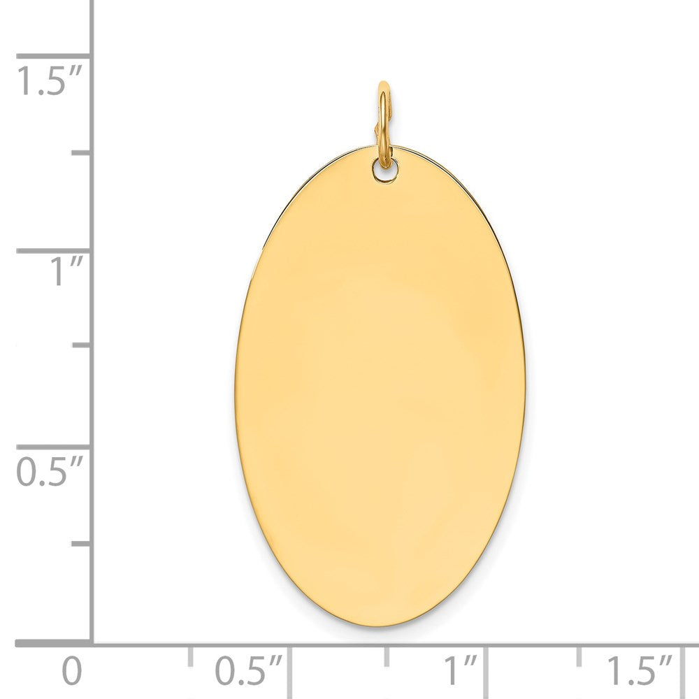 14k Yellow Gold Plain .018 Gauge Elliptical Disc Engravable Charm Pendant Jewelry Gifts (Length 1.37" Width 0.7")