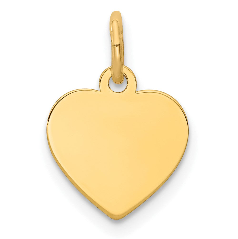 14k Yellow Gold Plain .013 Gauge Heart Disc Engravable Charm Pendant Jewelry Gifts (Length 0.62" Width 0.39")