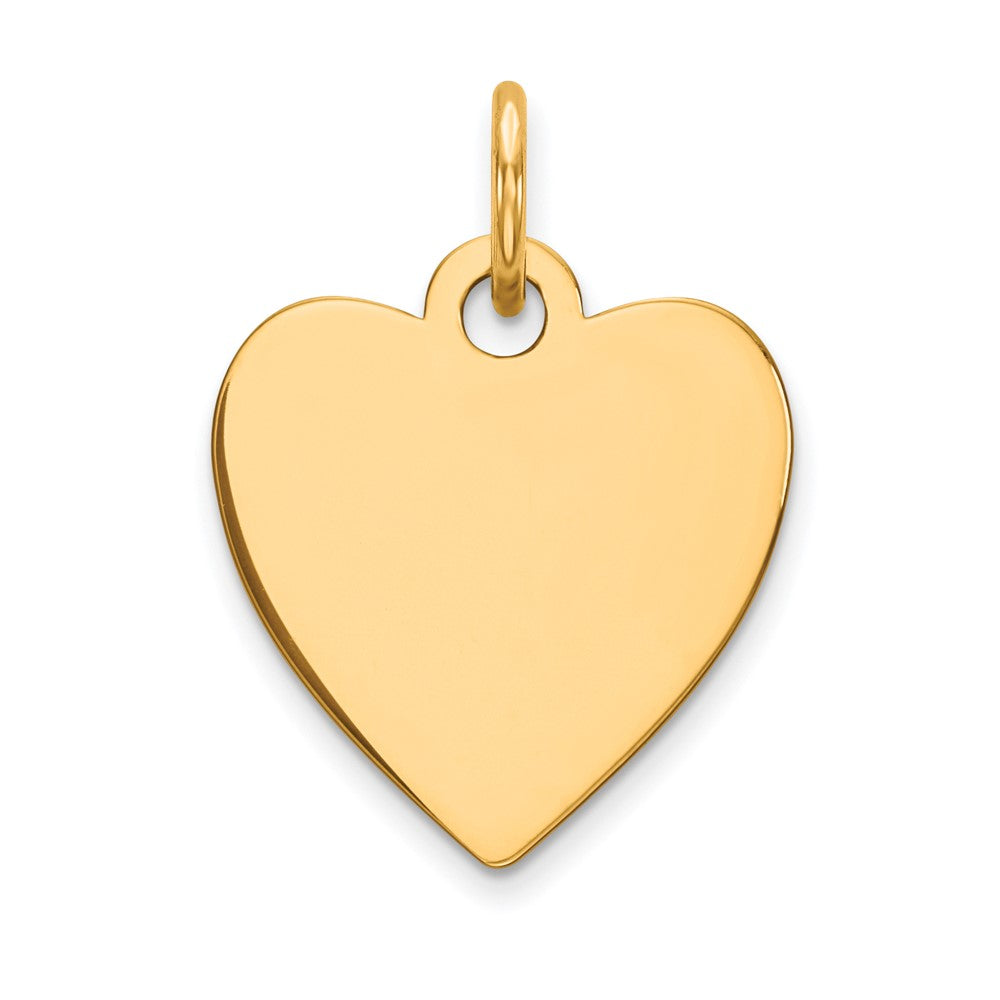 14k Yellow Gold Plain .018 Gauge Heart Disc Engravable Charm Pendant Jewelry Gifts (Length 0.7" Width 0.55")