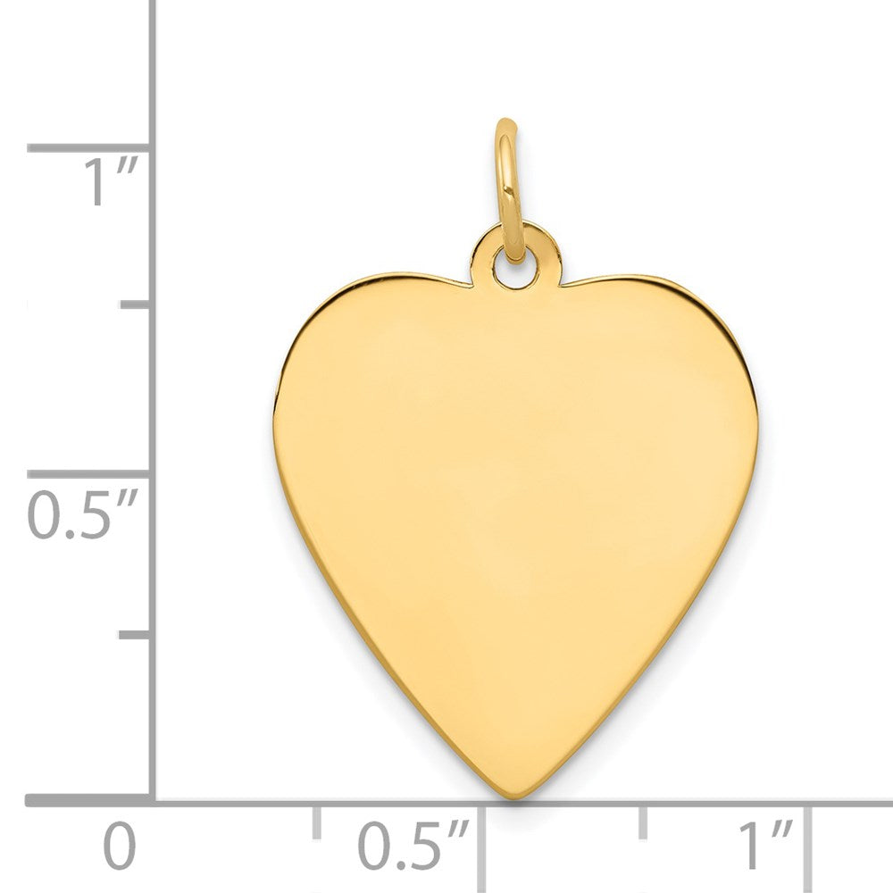 14k Yellow Gold Plain .035 Gauge Heart Disc Engravable Charm Pendant Jewelry Gifts (Length 1.05" Width 0.82")