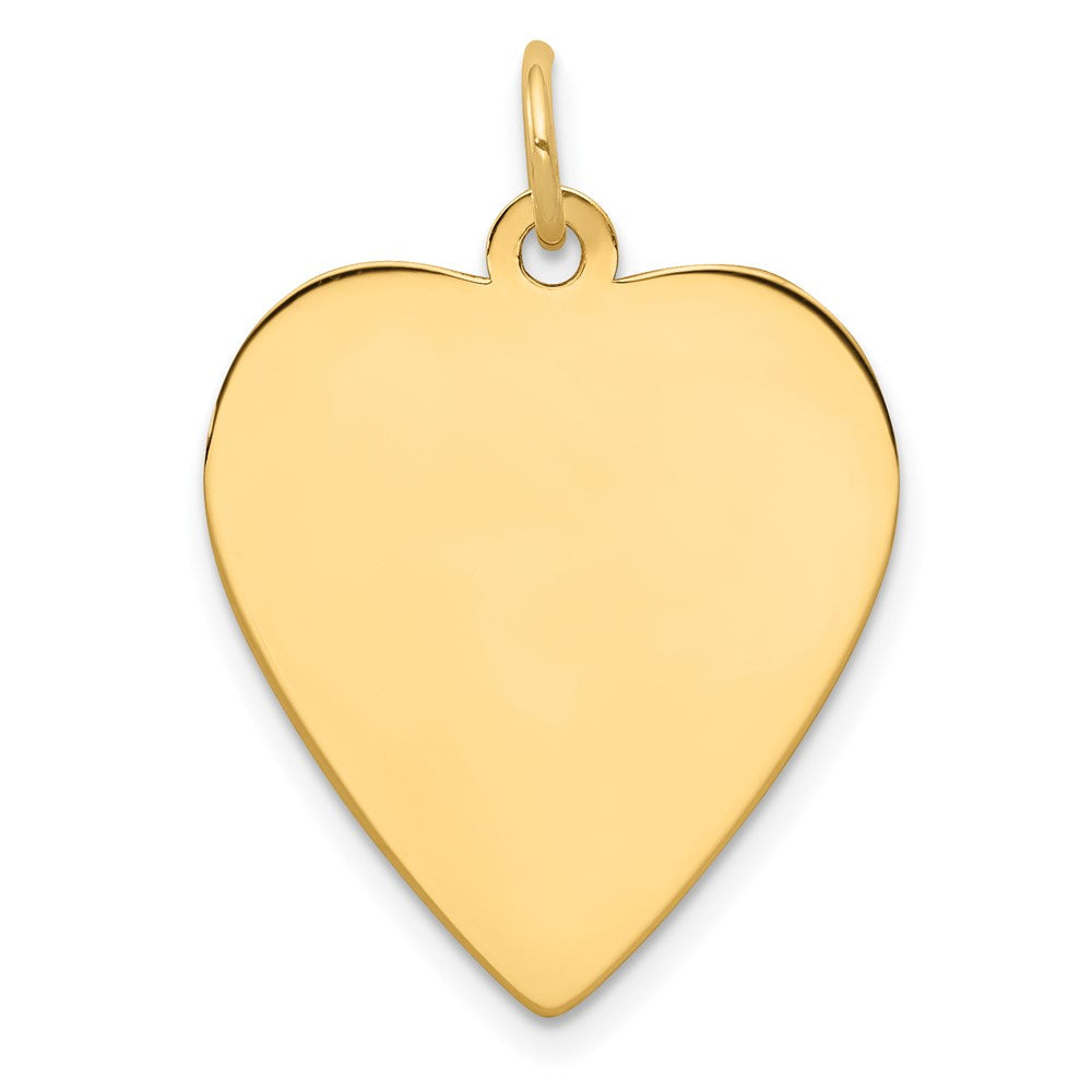 14k Yellow Gold Plain .035 Gauge Heart Disc Engravable Charm Pendant Jewelry Gifts (Length 1.05" Width 0.82")