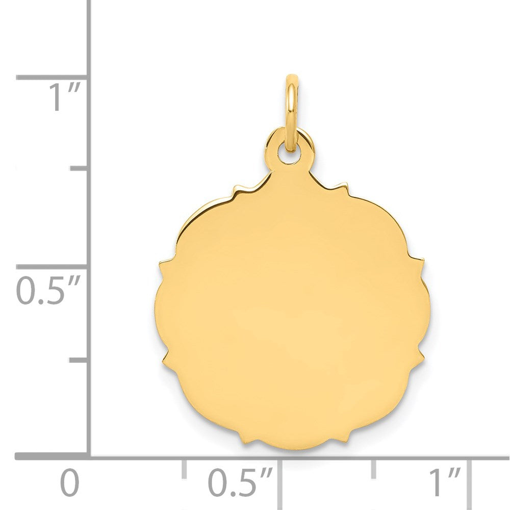 14k Yellow Gold Plain .018 Gauge Disc Engravable Charm Pendant Jewelry Gifts (Length 0.94" Width 0.7")