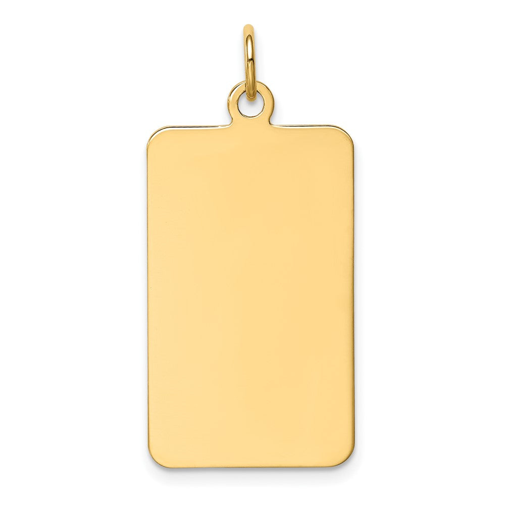 14k Yellow Gold Plain .013 Gauge Rectangular Disc Engravable Charm Pendant Jewelry Gifts (Length 1.25" Width 0.59")