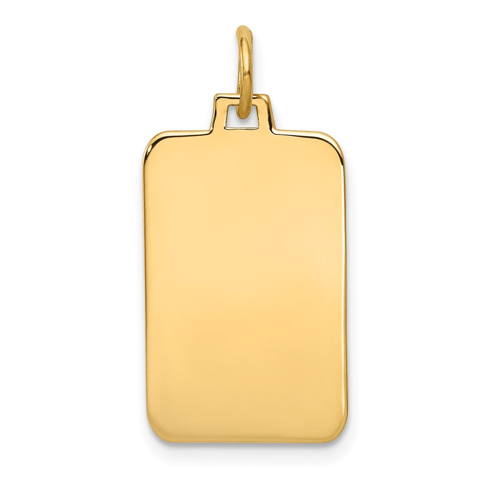 14k Yellow Gold Plain .027 Gauge Rectangular Disc Engravable Charm Pendant Jewelry Gifts (Length 1.01" Width 0.47")