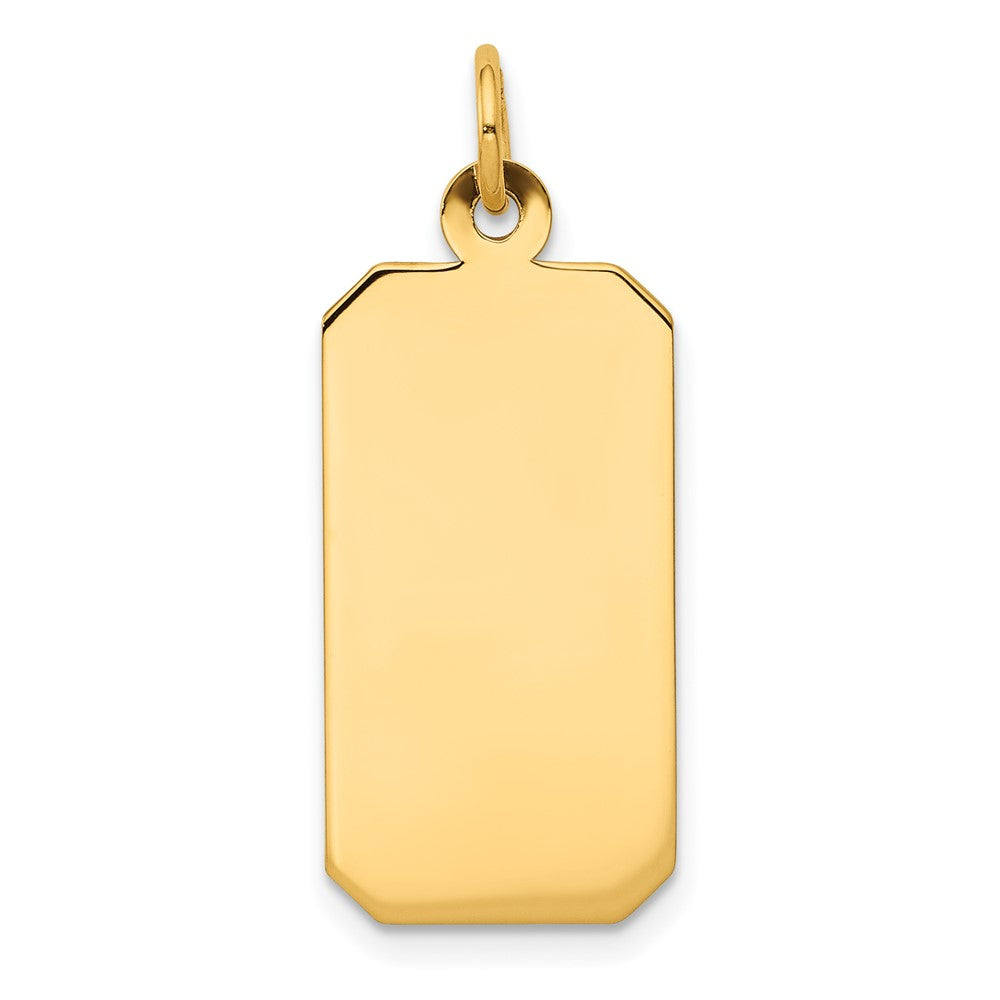 14k Yellow Gold Plain .013 Gauge Rectangular Disc Engravable Charm Pendant Jewelry Gifts (Length 1.09" Width 0.43")