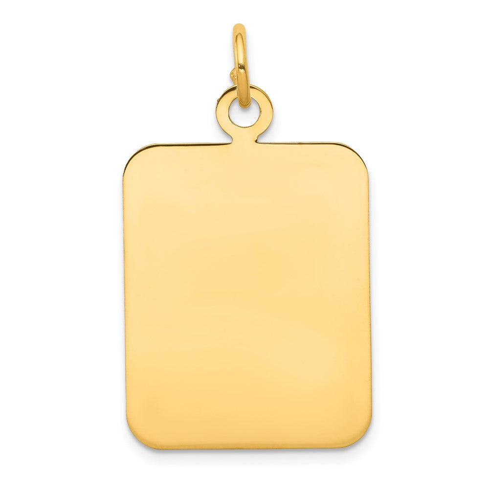 14k Yellow Gold Plain Rectangular .035 Gauge Disc Engravable Charm Pendant Jewelry Gifts (Length 1.29" Width 0.78")