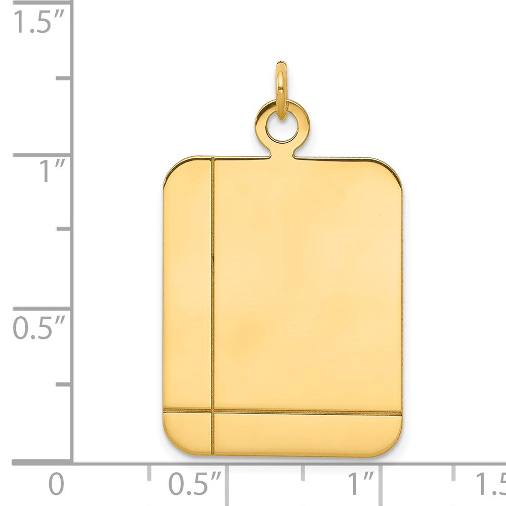 14k Yellow Gold Plain Rectangular .018 Gauge Disc Engravable Charm Pendant Jewelry Gifts (Length 1.29" Width 0.78")