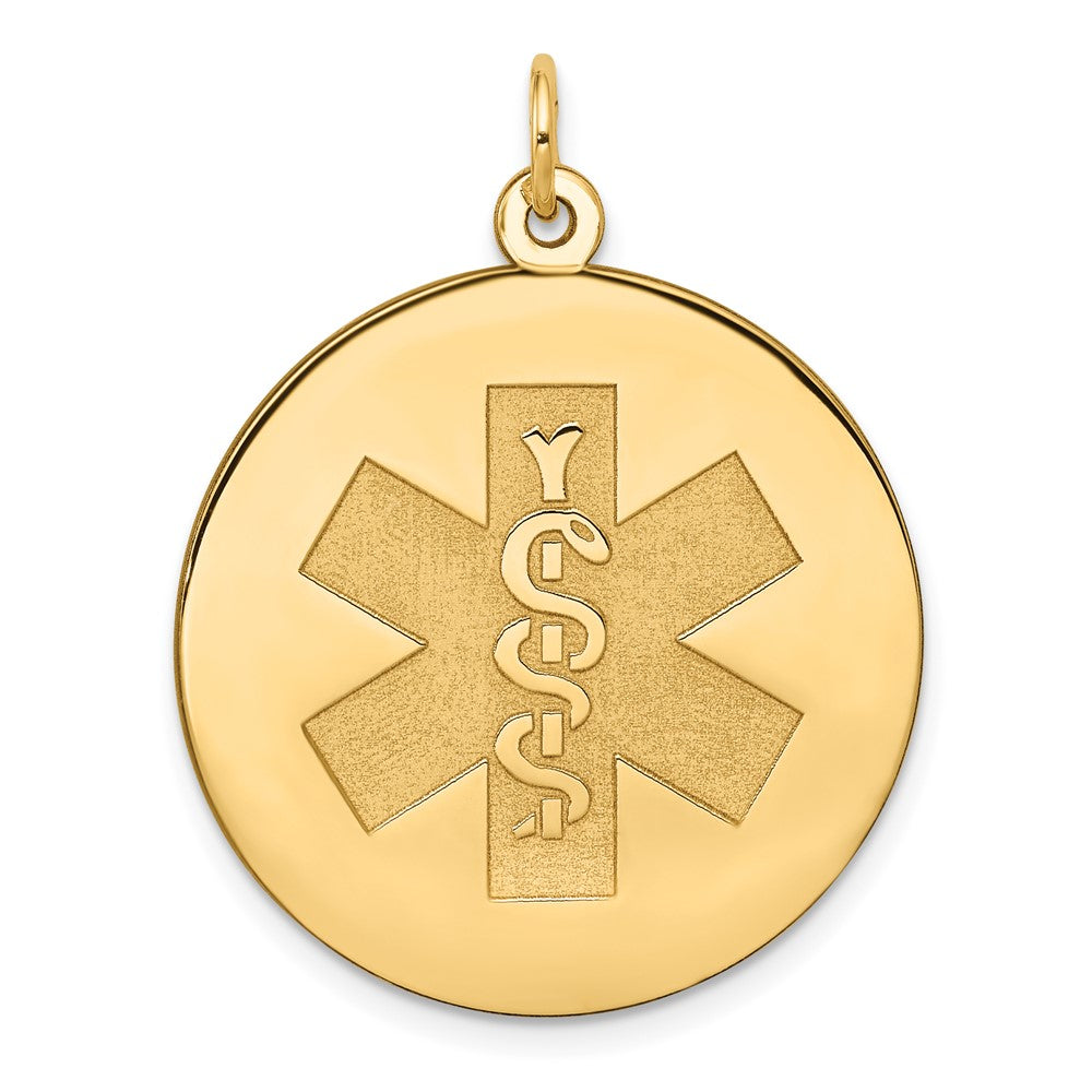 14k Yellow Gold Medical Jewelry UnenameledEngravable Charm Pendant Jewelry Gifts (Length 1.29" Width 0.99")