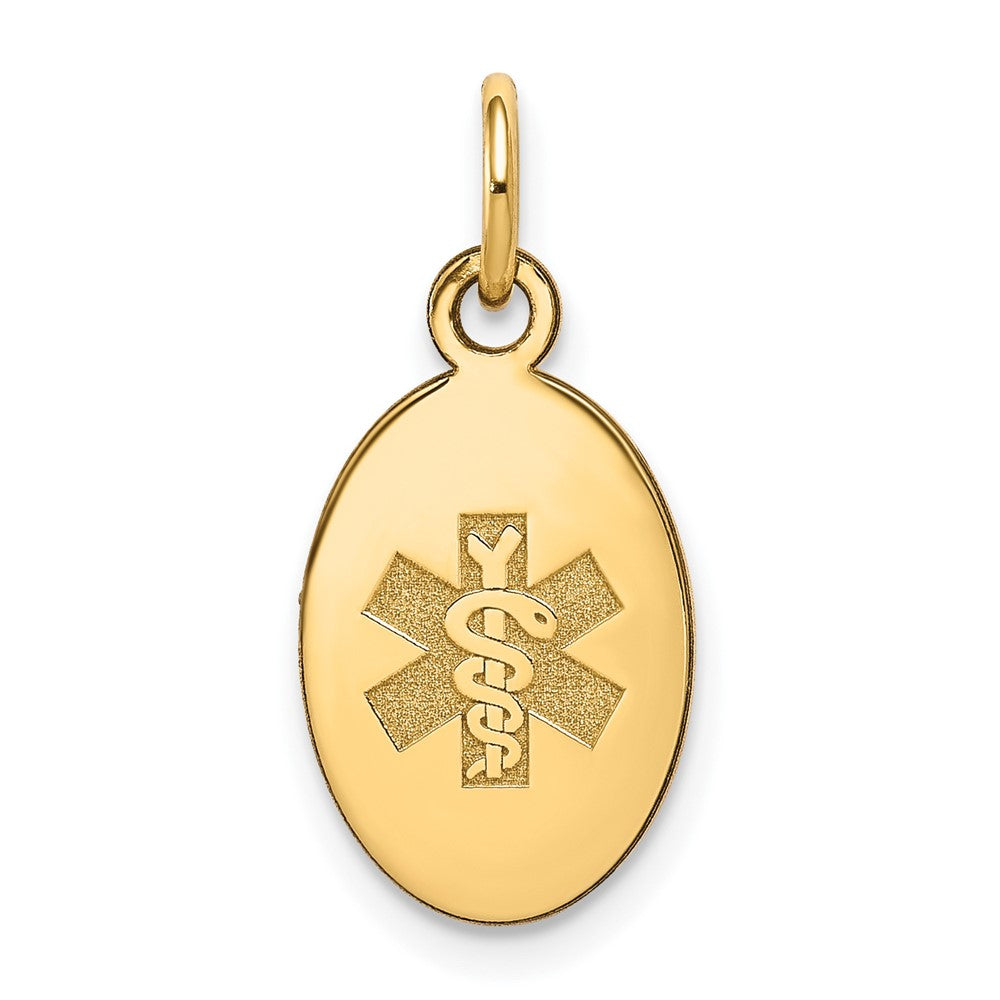14k Yellow Gold Non enameled Medical JewelryEngravable Charm Pendant Jewelry Gifts (Length 0.82" Width 0.37")