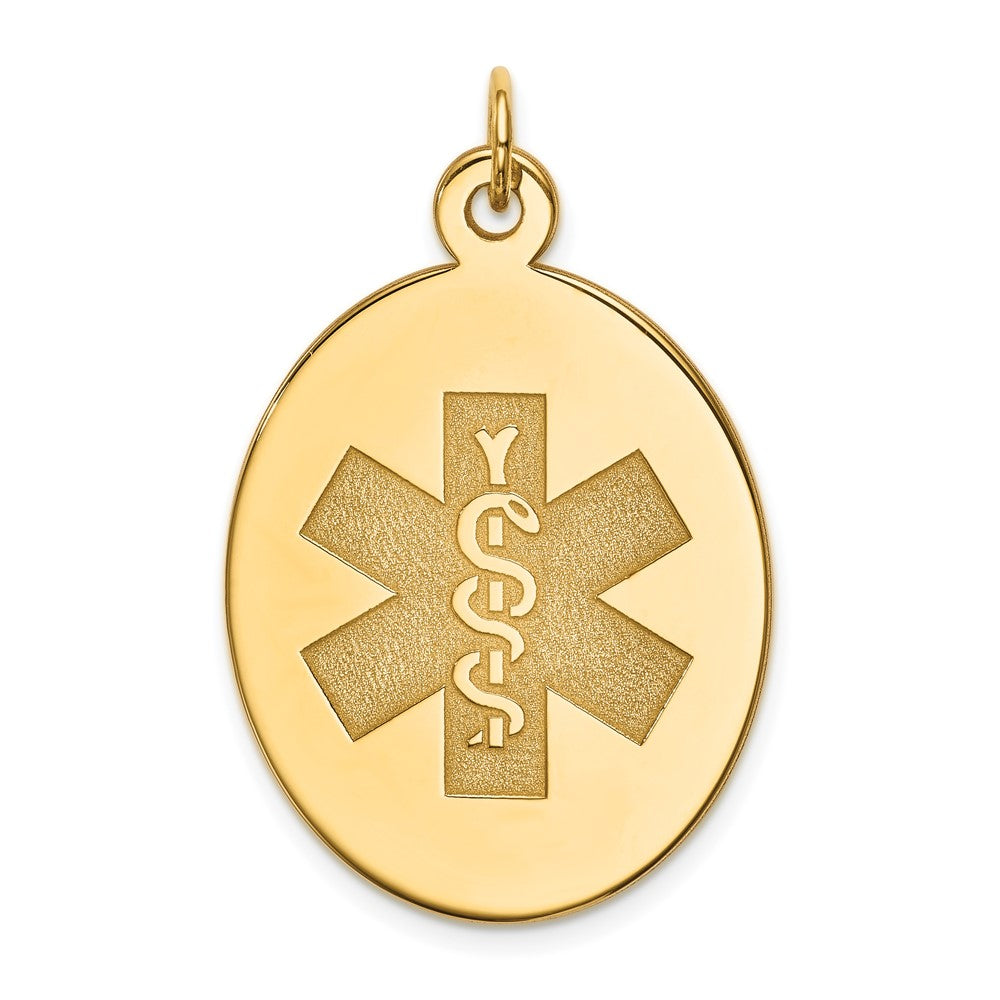 14k Yellow Gold Non enameled Medical JewelryEngravable Charm Pendant Jewelry Gifts (Length 1.37" Width 0.86")