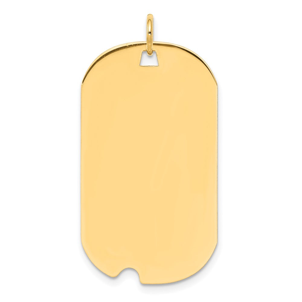 14k Yellow Gold Plain .027 Gauge Dog Tag with Notch Disc Engravable Charm Pendant Jewelry Gifts (Length 1.44" Width 0.74")
