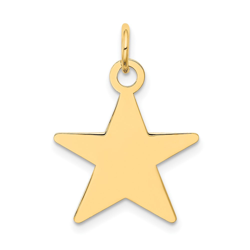 14k Yellow Gold Star Disc Engravable Charm Pendant Jewelry Gifts (Length 0.94" Width 0.66")