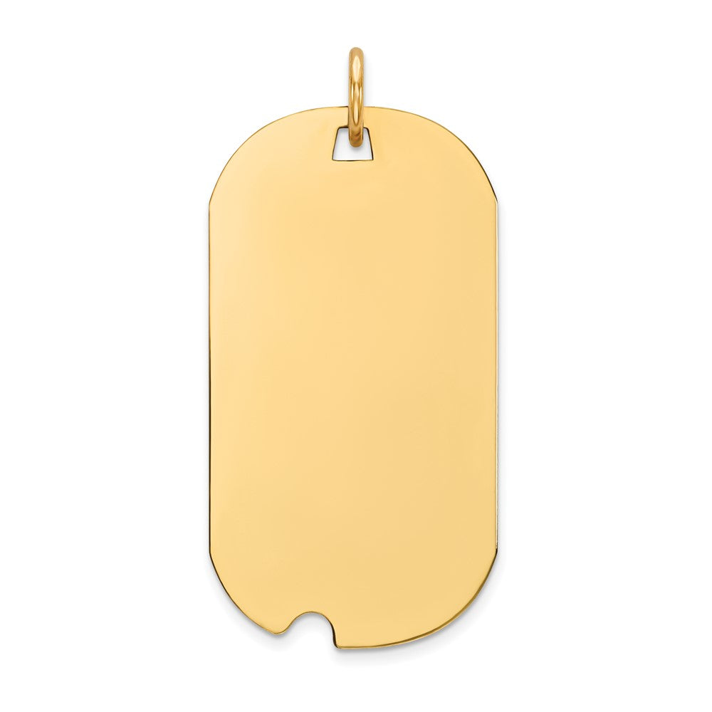 14k Yellow Gold Plain .018 Gauge Dog Tag with Notch Disc Engravable Charm Pendant Jewelry Gifts (Length 1.29" Width 0.62")