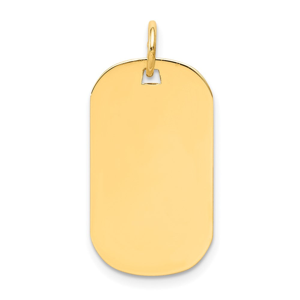 14k Yellow Gold Plain .018 Gauge Dog Tag Disc Engravable Charm Pendant Jewelry Gifts (Length 0.98" Width 0.51")