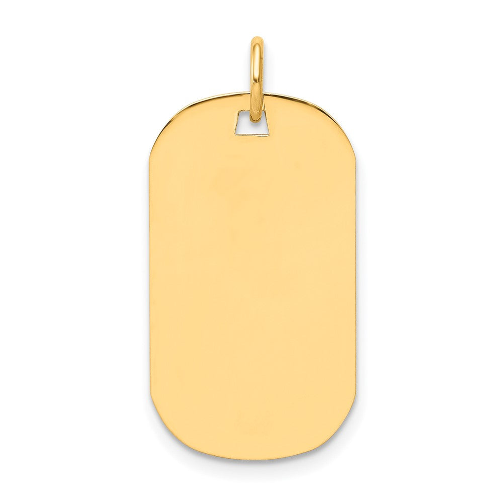 14k Yellow Gold Plain .011 Gauge Dog Tag Disc Engravable Charm Pendant Jewelry Gifts (Length 1.01" Width 0.55")