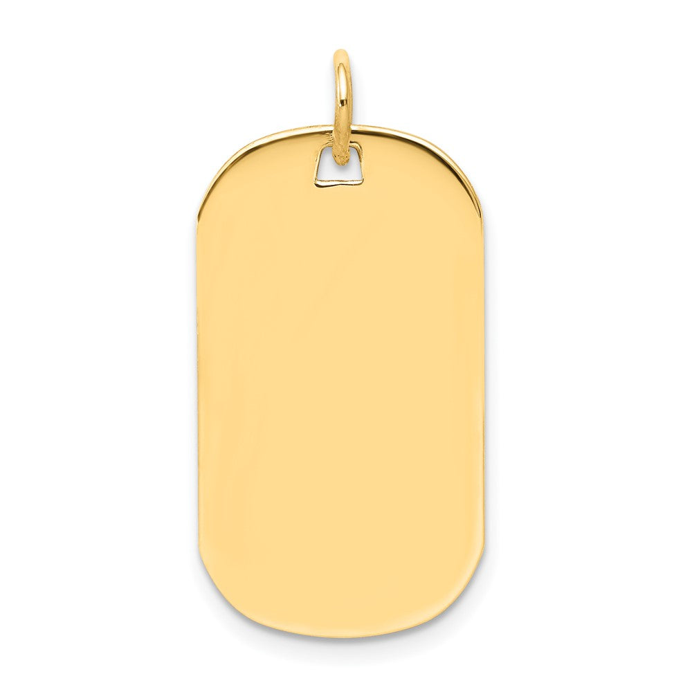 14k Yellow Gold Plain .027 Gauge Dog Tag Disc Engravable Charm Pendant Jewelry Gifts (Length 1.05" Width 0.55")