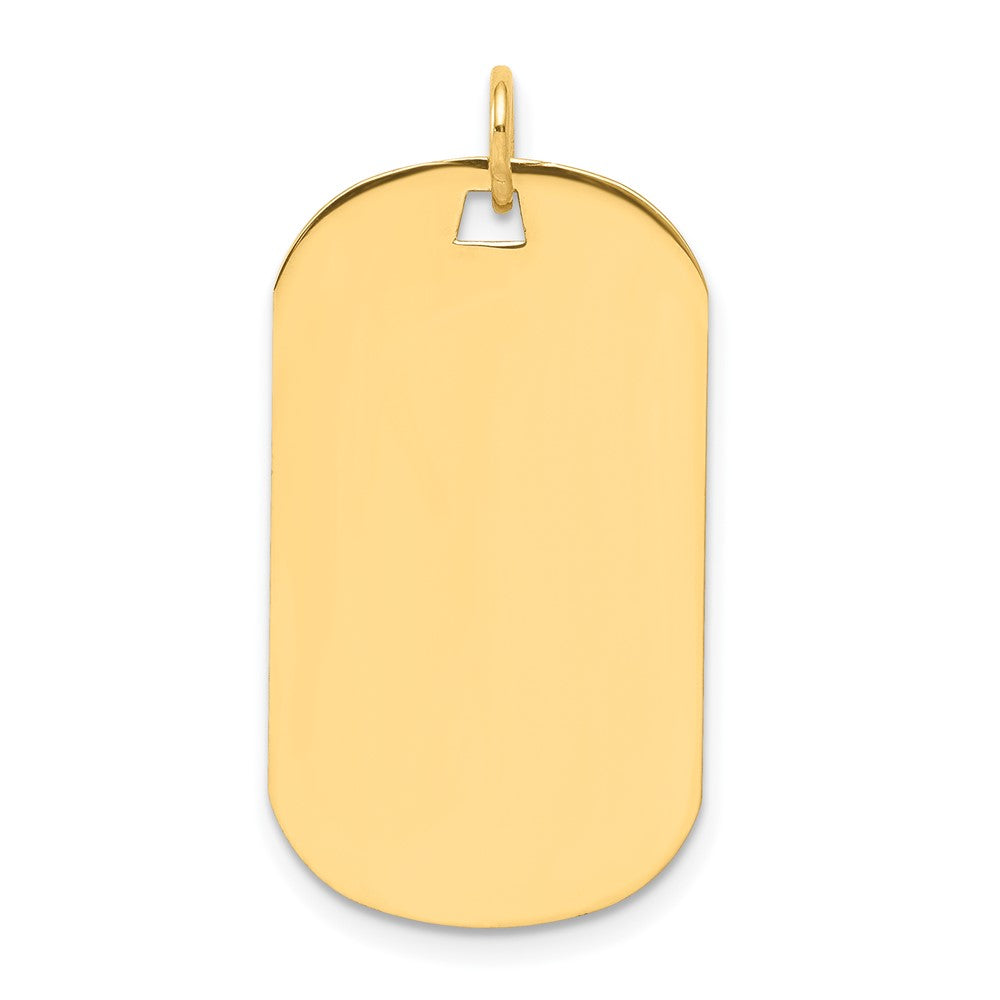 14k Yellow Gold Plain .035 Gauge Dog Tag Disc Engravable Charm Pendant Jewelry Gifts (Length 1.17" Width 0.62")