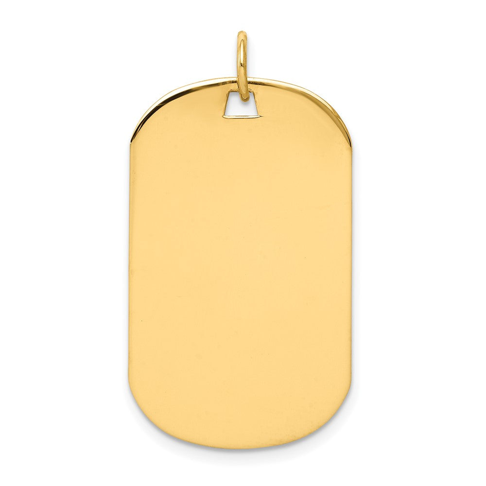 14k Yellow Gold Plain .011 Gauge Dog Tag Disc Engravable Charm Pendant Jewelry Gifts (Length 1.25" Width 0.7")