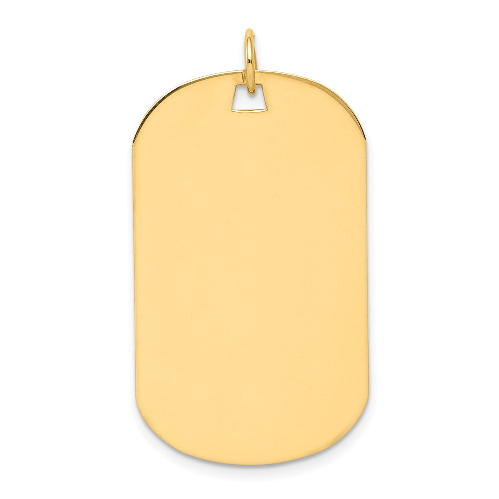 14k Yellow Gold Plain .018 Gauge Dog Tag Disc Engravable Charm Pendant Jewelry Gifts (Length 1.4" Width 0.78")