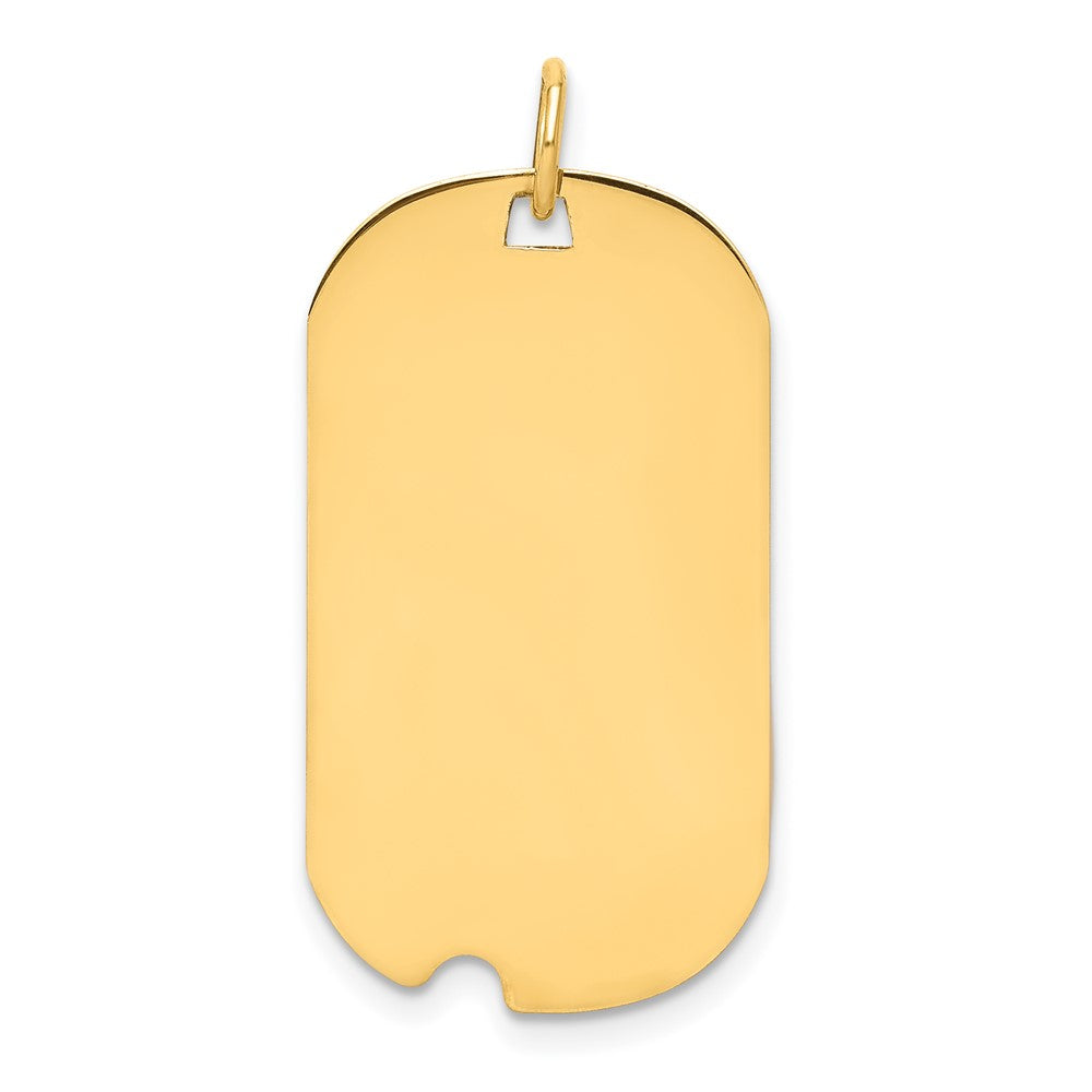 14k Yellow Gold Plain .035 Gauge Dog Tag with Notch Disc Engravable Charm Pendant Jewelry Gifts (Length 1.17" Width 0.62")