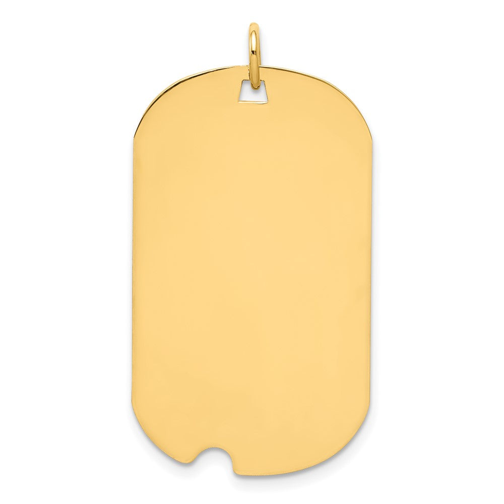 14k Yellow Gold Plain .013 Gauge Dog Tag with Notch Disc Engravable Charm Pendant Jewelry Gifts (Length 1.37" Width 0.78")