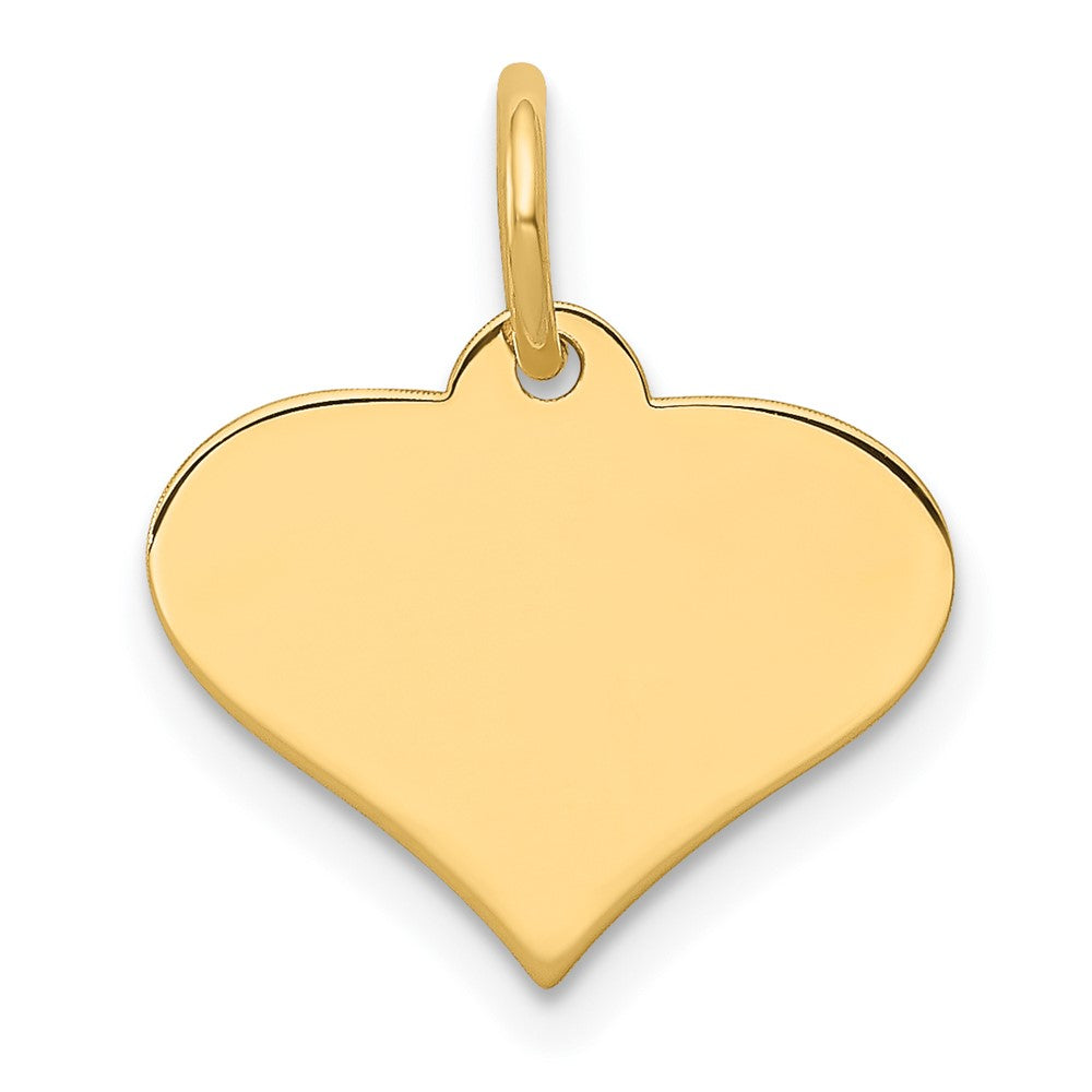 14k Yellow Gold Plain .009 Gauge Heart Disc Engravable Charm Pendant Jewelry Gifts (Length 0.59" Width 0.55")