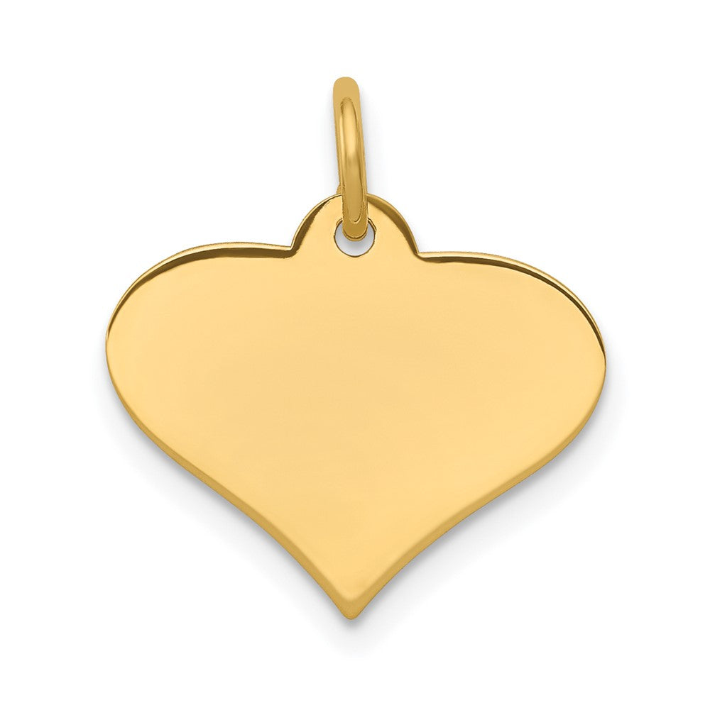 14k Yellow Gold Plain .018 Gauge Heart Disc Engravable Charm Pendant Jewelry Gifts (Length 0.74" Width 0.7")
