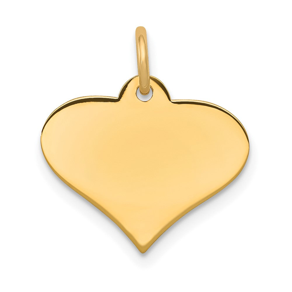14k Yellow Gold Plain .035 Gauge Heart Disc Engravable Charm Pendant Jewelry Gifts (Length 0.86" Width 0.82")