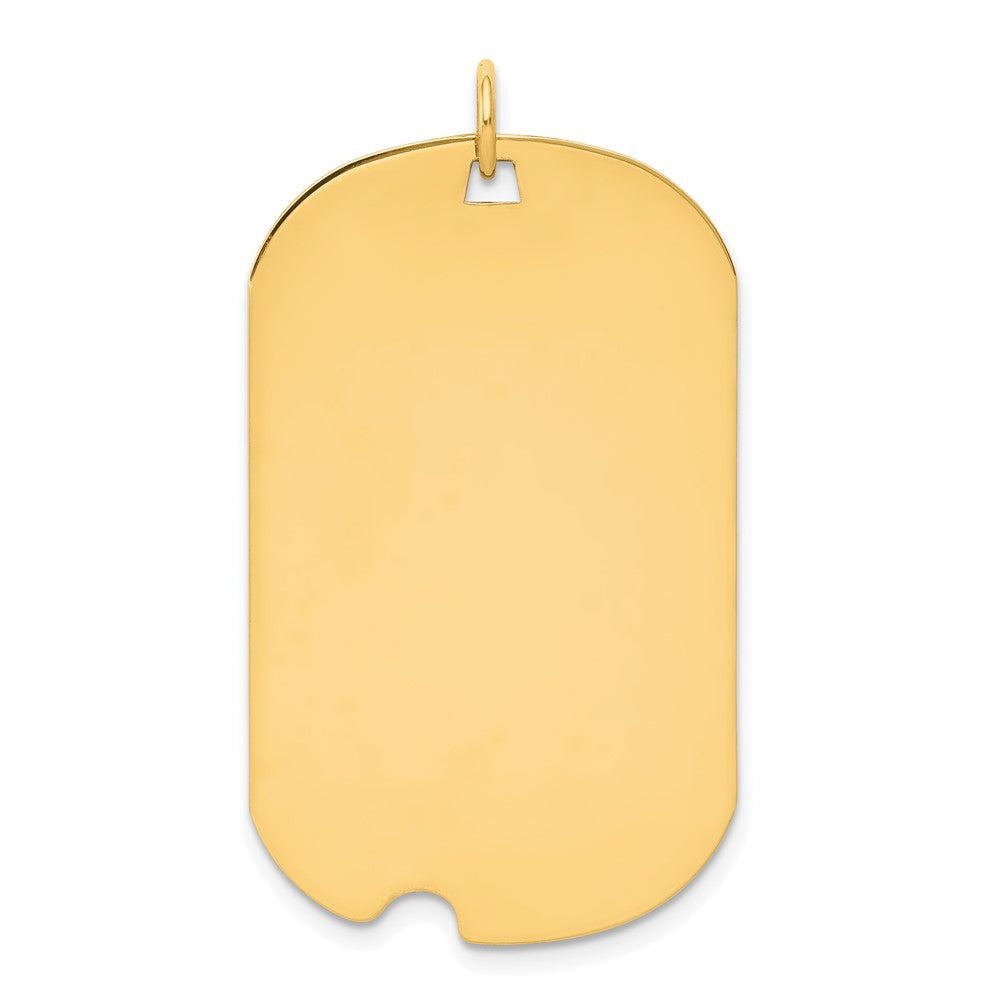 14k Yellow Gold Plain .013 Gauge Dog Tag with Notch Disc Engravable Charm Pendant Jewelry Gifts (Length 1.52" Width 0.9")