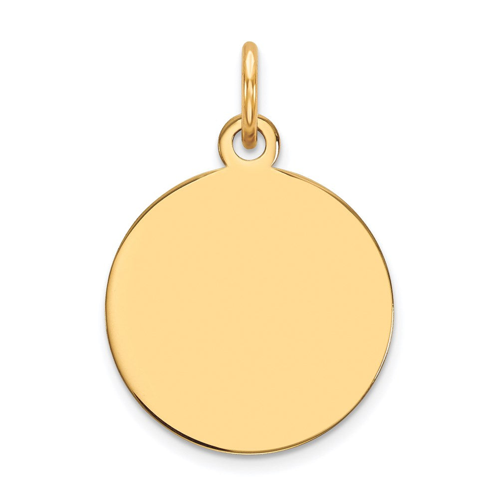 14k Yellow Gold Plain .027 Gauge Circular Disc Engravable Charm Pendant Jewelry Gifts (Length 0.82" Width 0.59")