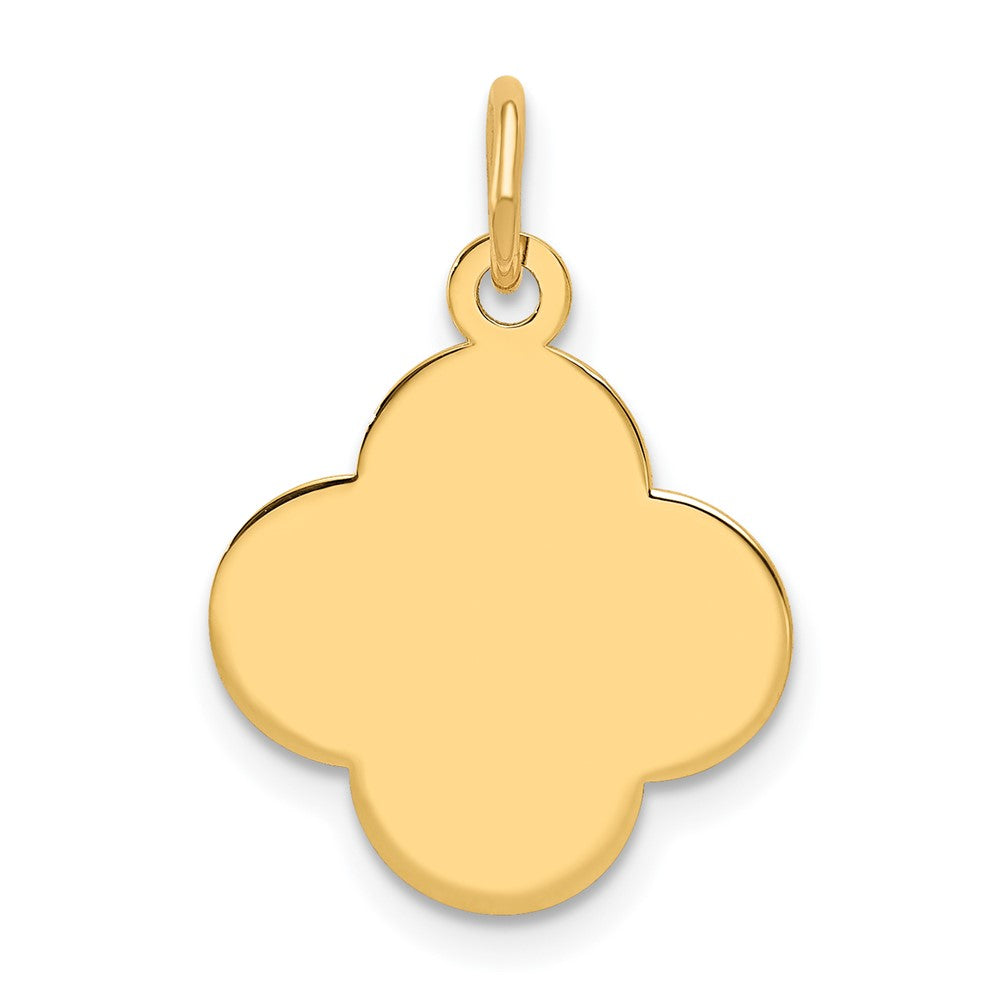 14k Yellow Gold Plain .018 Gauge Quadrafoil Disc Engravable Charm Pendant Jewelry Gifts (Length 0.82" Width 0.59")