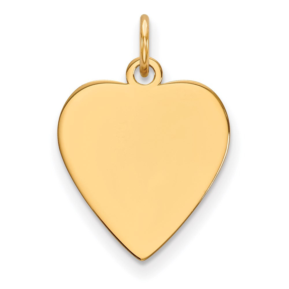 14k Yellow Gold Plain .027 Gauge Heart Disc Engravable Charm Pendant Jewelry Gifts (Length 0.82" Width 0.59")