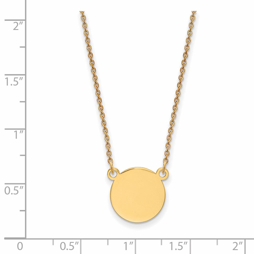 14k Yellow Gold Plain .027 Gauge Circular Disc 18in NecklaceEngravable Charm Pendant Jewelry Gifts (Length 18" Width 0.49")
