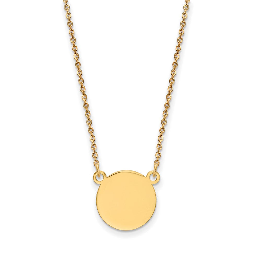 14k Yellow Gold Plain .018 Gauge Circular Disc 18in NecklaceEngravable Charm Pendant Jewelry Gifts (Length 18" Width 0.49")