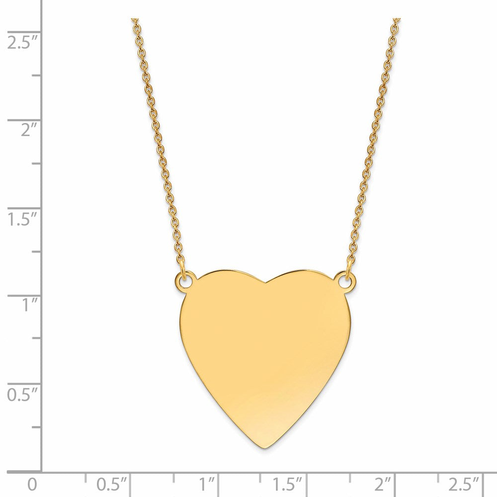14k Yellow Gold Plain .013 Gauge Heart Disc 18in NecklaceEngravable Charm Pendant Jewelry Gifts (Length 18" Width 1.05")