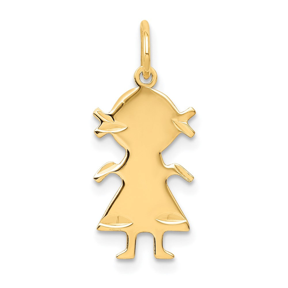 14k Yellow Gold .018 Depth GirlEngravable Charm Pendant Jewelry Gifts (Length 0.86" Width 0.35")