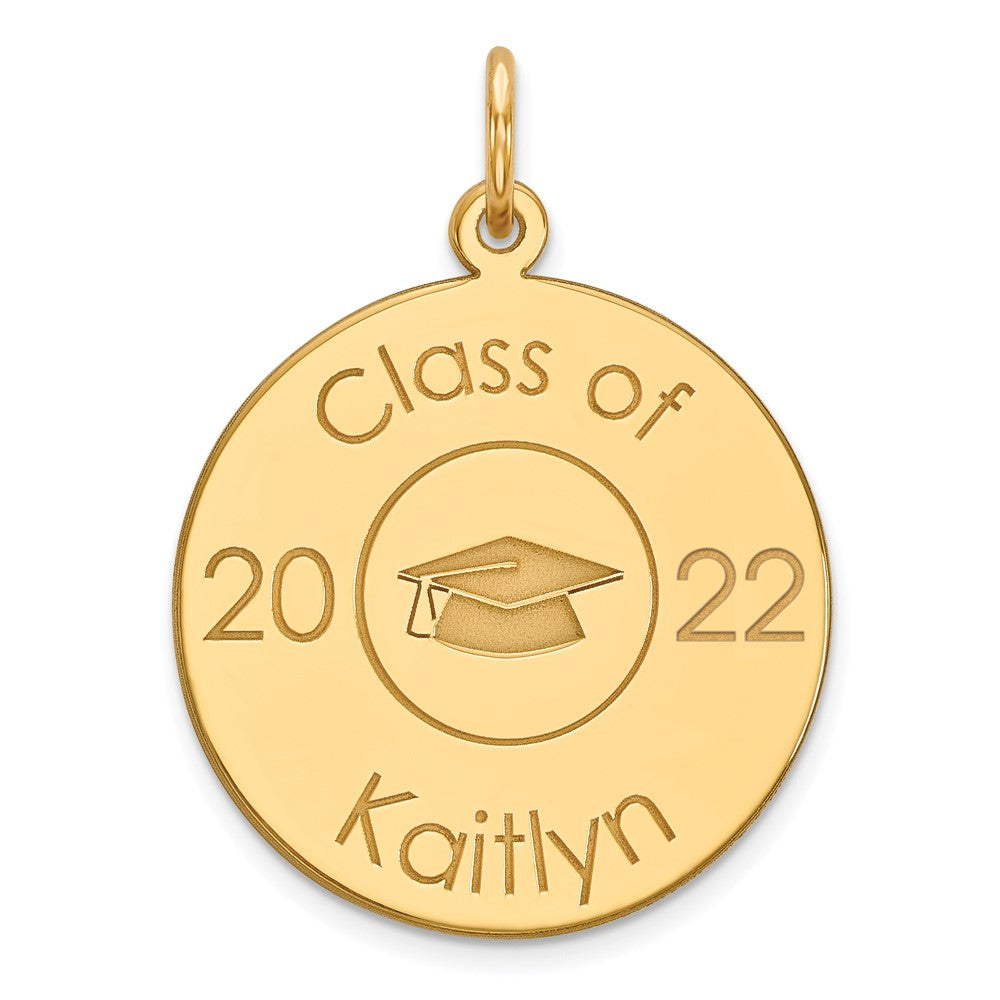14k Yellow Gold Graduation Engravable Charm Pendant Jewelry Gifts (Length 1" Width 0.74")