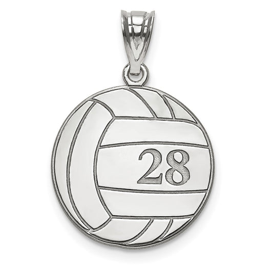 10K White Gold VolleyballEngravable Charm Pendant Jewelry Gifts (Length 0.72" Width 0.72")