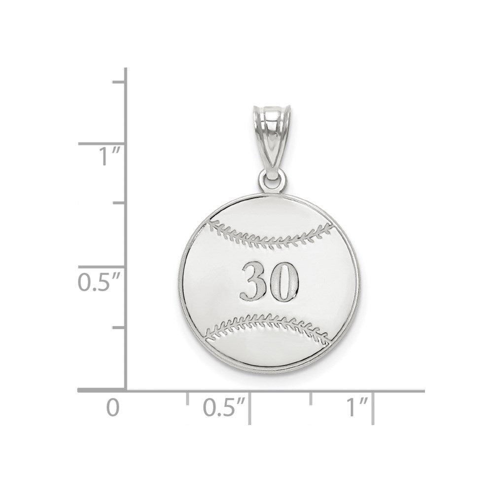 10K White Gold BaseballEngravable Charm Pendant Jewelry Gifts (Length 0.72" Width 0.68")
