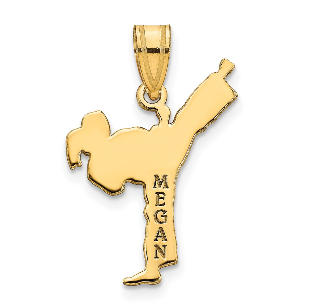 925 Sterling Silver Gold plated Girl KarateEngravable Charm Pendant Jewelry Gifts (Length 0.78" Width 0.39")