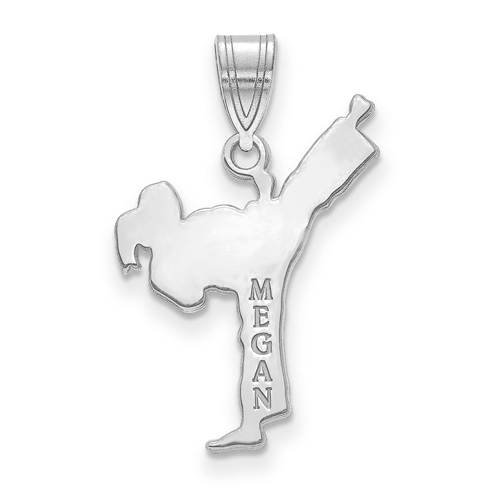 925 Sterling Silver Girl KarateEngravable Charm Pendant Jewelry Gifts (Length 0.78" Width 0.39")