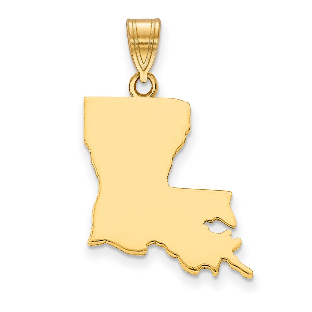 14k Yellow Gold Louisiana State Engravable Charm Pendant Jewelry Gifts (Length 0.77" Width 0.55")