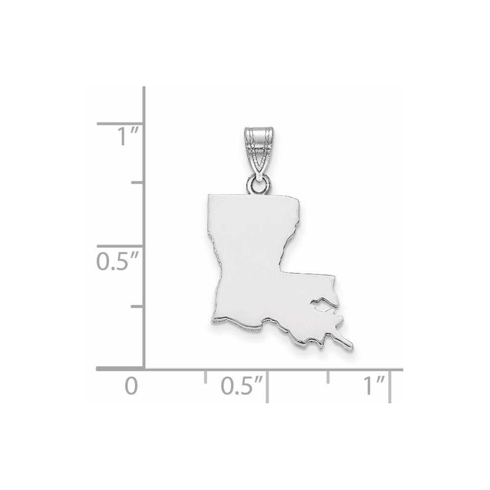14k White Gold Louisiana State Engravable Charm Pendant Jewelry Gifts (Length 0.77" Width 0.55")