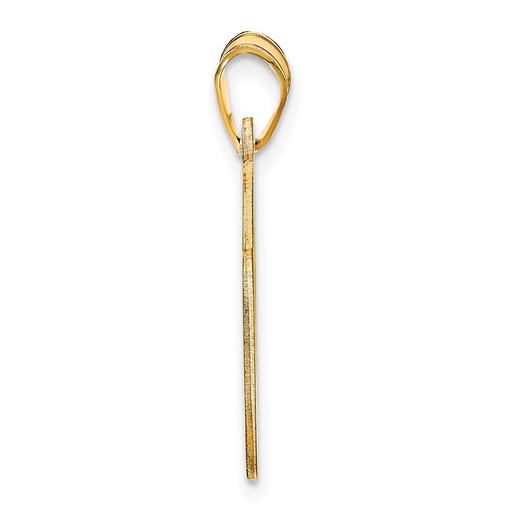 14k Yellow Gold Curved Name Plate Engravable Charm Pendant Jewelry Gifts (Length 0.7" Width 1.44")