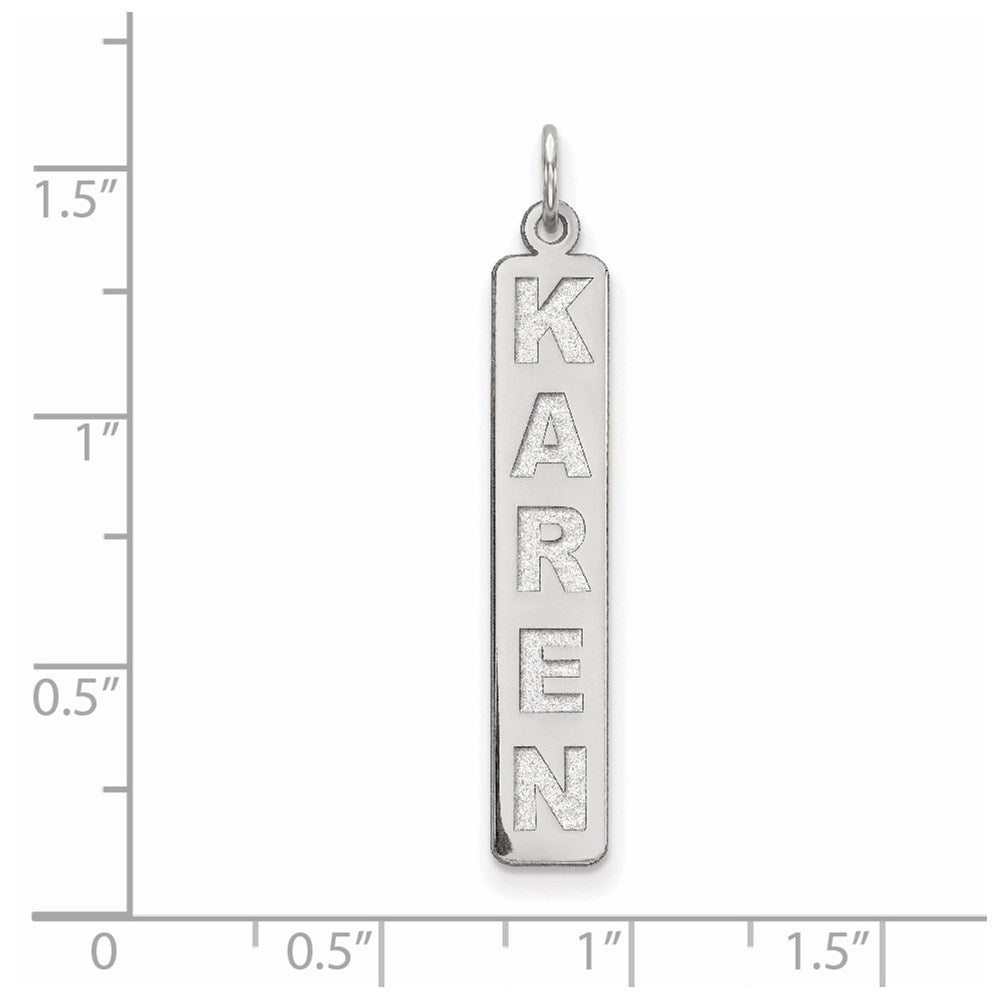 10K White Gold Large Vertical Bar Engravable Charm Pendant Jewelry Gifts (Length 1.29" Width 0.23")